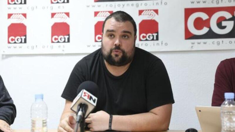 Miguel Fadrique, secretario general de CGT en una rueda de prensa del sindicato. Miguel Fadrique, secretario general de CGT en una rueda de prensa del sindicato.