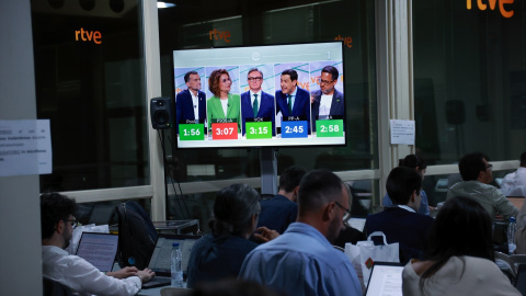 Imagen de la sala de prensa durante el debate en RTVE.