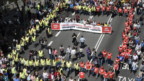 Imagen de archivo de una manifestación contra la pobreza laboral en Barcelona.