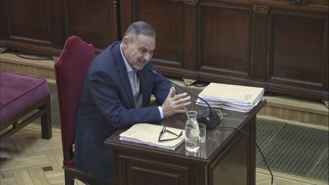 Captura de la señal del Tribunal Supremo en la que aparece el exministro José Luis Ábalos durante su declaración.