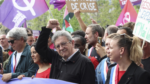 Jean-Luc Melénchon en las manifestaciones del 1 de Mayo en París. Jean-Luc Melénchon en las manifestaciones del 1 de Mayo en París.