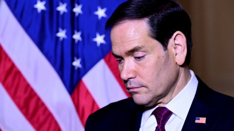 El secretario de Estado Marcos Rubio en una rueda de prensa en la Embajada de Estados Unidos en Roma. El secretario de Estado Marcos Rubio en una rueda de prensa en la Embajada de Estados Unidos en Roma.