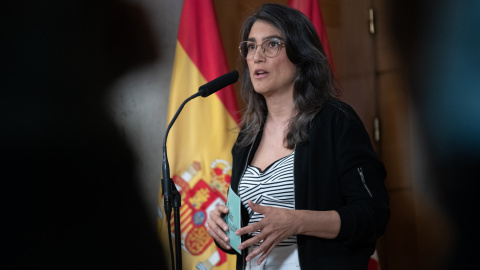 La portavoz de Más Madrid en la Asamblea, Manuela Bergerot, durante una sesión plenaria. La portavoz de Más Madrid en la Asamblea, Manuela Bergerot, durante una sesión plenaria.