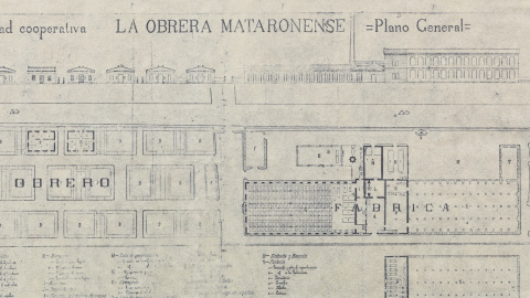 Un fragment del plànol de la Societat Coopertativa Obrera Mataronense, projectada per Gaudí.