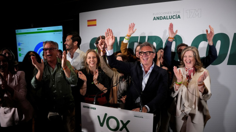 EuropaPress_7531132_candidato_vox_presidencia_junta_manuel_gavira_celebra_resultados El candidato de Vox a la Presidencia de la Junta, Manuel Gavira, celebra los resultados electorales.