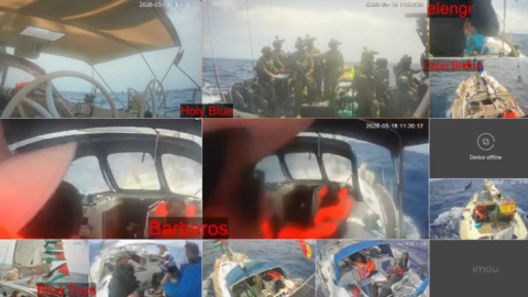 Instante en el que la Flotilla es interceptada por el Ejército israelí