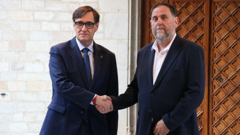 El president de la Generalitat, Salvador Illa, i el líder d'ERC, Oriol Junqueras, a la trobada que han mantingut aquest dimarts per signar l'acord de pressupostos. 19/05/2026 El president de la Generalitat, Salvador Illa, i el líder d'ERC, Oriol Junqueras, a la trobada que han mantingut aquest dimarts per signar l'acord de pressupostos.