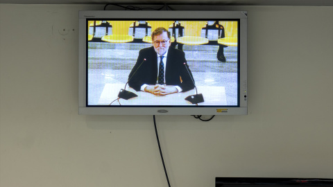 El expresidente del Gobierno, Mariano Rajoy, durante su declaración en la Audiencia Nacional. El expresidente del Gobierno, Mariano Rajoy, durante su declaración en la Audiencia Nacional.