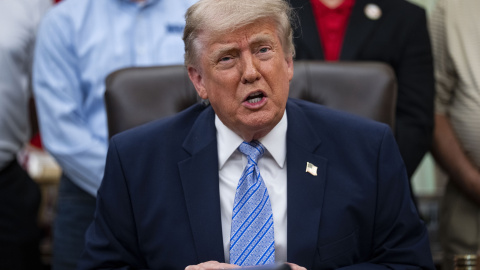 El presidente de Estados Unidos, Donald Trump, hablando durante un evento en la Casa Blanca a 21 de mayo. El presidente de Estados Unidos, Donald Trump, hablando durante un evento en la Casa Blanca a 21 de mayo.