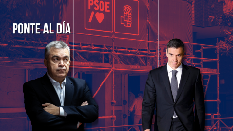 Fotomontaje con las imágenes de Santos Cerdán y Pedro Sánchez.
