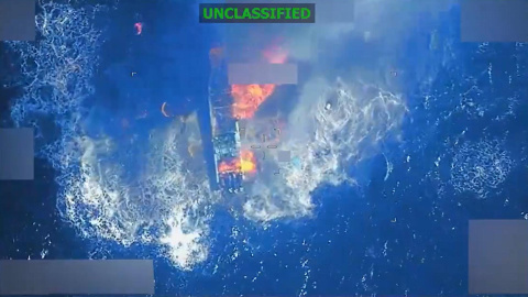 Captura de un video difundido en la cuenta en X @Southcom del Comando Sur de EEUU del ataque el 29 de mayo de 2026. Captura de un video difundido en la cuenta en X @Southcom del Comando Sur de EEUU del ataque, el 29 de mayo de 2026.