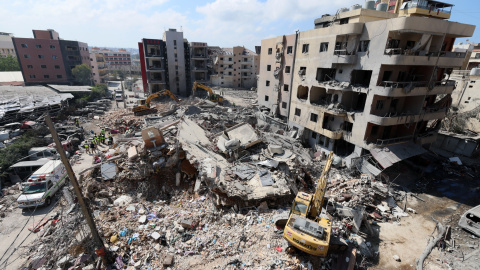 Edificios destruidos en Tiro, ciudad al sur de Líbano, tras un bombardeo por parte de Israel.