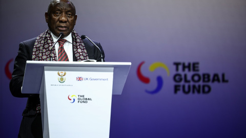 Cyril Ramaphosa, presidente de Sudáfrica, durante una conferencia del G20 en noviembre de 2025.