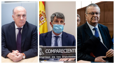 De izquierda a derecha, el exjuez Manuel García-Castellón, el comisario Pedro Agudo y el presidente de Plus Ultra, Julio Miguel Martínez Sola. De izquierda a derecha, el exjuez Manuel García-Castellón, el comisario Pedro Agudo y el presidente de Plus Ultra, Julio Miguel Martínez Sola.