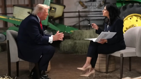 Imagen de la entrevista en el programa 'Meet the Press' de la NBC en la que la presentadora contradice a Donald Trump ante las acusaciones de fraude electoral.
