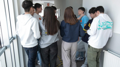 Alumnos de una clase de Bachillerato, en Gijón, Asturias.