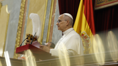 El papa León XIV este lunes en Congreso de los Diputados.