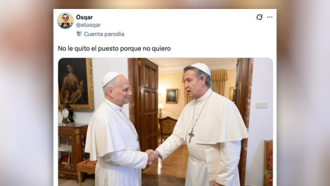 Un meme con el encuentro entre Feijóo y el papa.