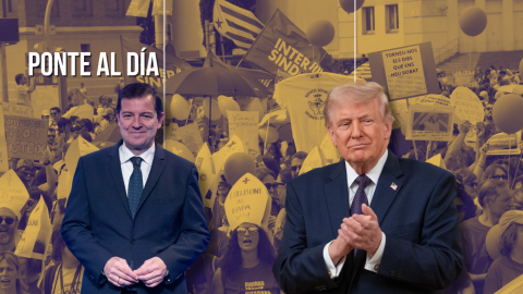 Fotomontaje con las imágenes de Alfonso Fernández Mañueco y Donald Trump. Fotomontaje con las imágenes de Alfonso Fernández Mañueco y Donald Trump.