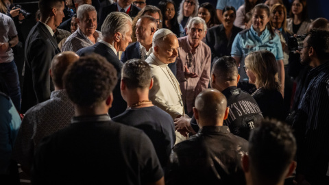 El papa Lleó XIV, durant l'acte a Brians 1 El papa Lleó XIV, durant l'acte a Brians 1