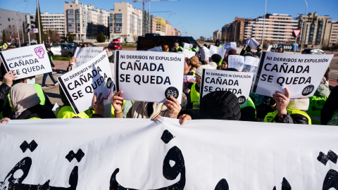 Manifestación de vecinos de la Cañada Real el pasado 31 de enero en Madrid.