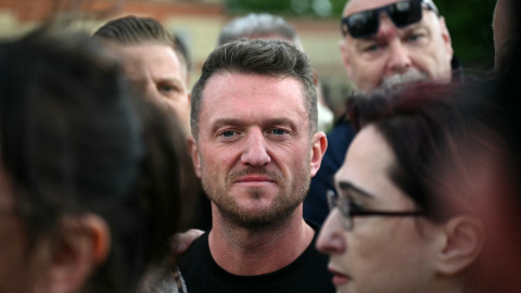 Tommy Robinson, en una protesta el 2 de junio de 2026 en Southampton (Reino Unido) TIN TALLIS / AFP)