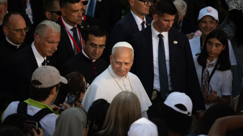 Papa León XIV en un Cáritas, en Madrid, el 6 de junio de 2026. Papa León XIV en un Cáritas, en Madrid, el 6 de junio de 2026.