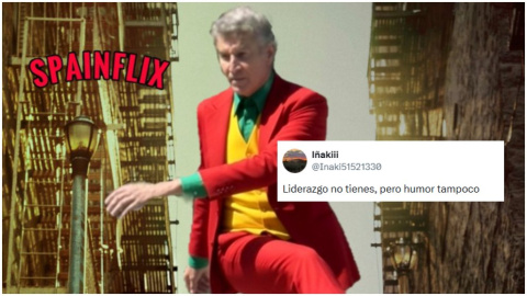 Alberto Núñez Feijóo caracterizado como el joker