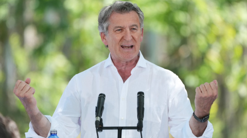 Feijñoo El presidente del Partido Popular, Alberto Núñez Feijóo, durante la romería que organiza el PP provincial de A Coruña, a 13 de junio.