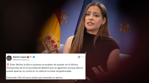 Fotomontaje de un tuit junto a una imagen de Ester Muñoz, portavoz del PP en el Congreso. Fotomontaje de un tuit junto a una imagen de Ester Muñoz, portavoz del PP en el Congreso.