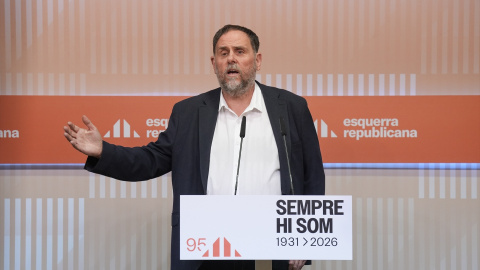 El líder de ERC, Oriol Junqueras, durante una rueda de prensa, en la sede de ERC, a 19 de mayo de 2026, en Barcelona, Catalunya (España). El líder de ERC, Oriol Junqueras, durante una rueda de prensa, en la sede de ERC, a 19 de mayo de 2026, en Barcelona, Catalunya (España).
