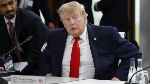El presidente de los EEUU, Donald Trump, durante la cumbre del G-7. El presidente de los EEUU, Donald Trump, durante la cumbre del G-7.