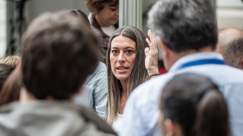 Míriam Nogueras La portavoz de Junts en el Congreso, Miriam Nogueras, durante un corrillo con periodistas en abril.