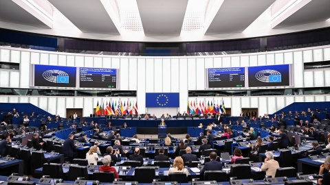 Sesión plenaria en el Parlamento Europeo de Estrasburgo, a 29 de abril de 2026.