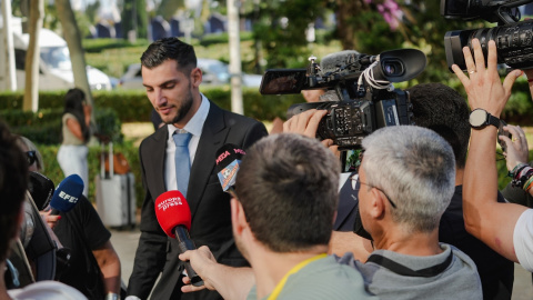 El futbolista Rafa Mir a su llegada a la Audiencia Provincial de Valencia El futbolista Rafa Mir a su llegada a la Audiencia Provincial de Valencia