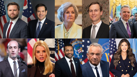 bestiario trumpista Algunas de las personas clave de las que se rodea el presidente Donald Trump desde que asumió el cargo en este segundo mandato.