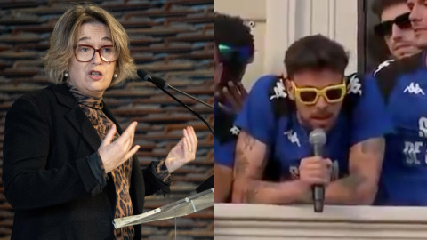 Dos imágenes de la concejala del PP Marta Rivera y de Diego Fuoli.