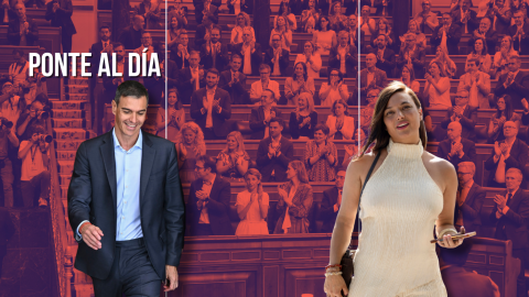 Fotomontaje con las imágenes de Pedro Sánchez y Elisa Mouliaá. Fotomontaje con las imágenes de Pedro Sánchez y Elisa Mouliaá.