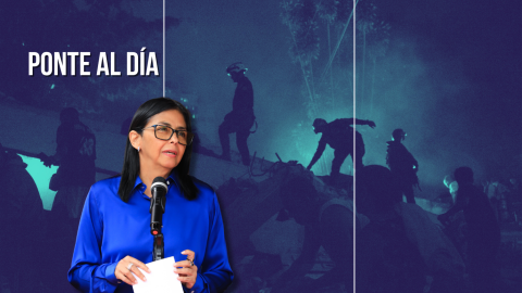 Fotomontaje con la imagen de Delcy Rodríguez.