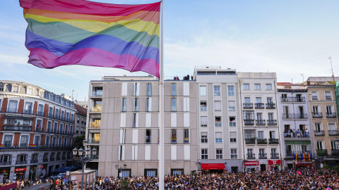Imagen del pregón del MADO 2026 tomada el pasado miércoles en la plaza Pedro Zerolo de Madrid. Imagen del pregón del MADO 2026 tomada el pasado miércoles en la plaza Pedro Zerolo de Madrid.