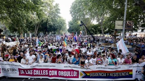La manifestación del Orgullo, en Madrid, este sábado. La manifestación del Orgullo, en Madrid, este sábado.
