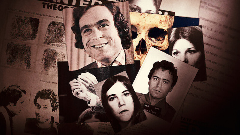 Collage de imágenes de distintos documentales de true crime. Collage de imágenes de distintos documentales de true crime.