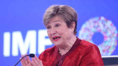 Kristalina Georgieva, directora del Fondo Monetario Internacional, durante una rueda de prensa, a 14 de abril de 2026. Kristalina Georgieva, directora del Fondo Monetario Internacional, durante una rueda de prensa, a 14 de abril de 2026.