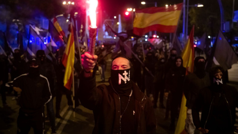 Foto de archivo de activistas de Núcleo Nacional en una manifestación en Madrid.