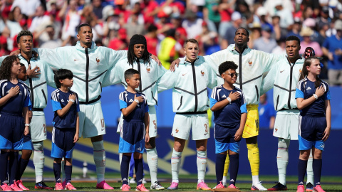 Parte de la selección francesa en uno de los partidos del Mundial. Parte de la selección francesa en uno de los partidos del Mundial.