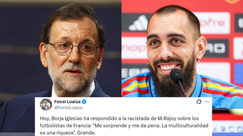 Fotomontaje de Mariano Rajoy y Borja Iglesias con un tuit.
