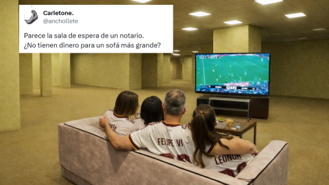 Una imagen creada por IA en la que simulan a la familia real en la película 'Backrooms'.
