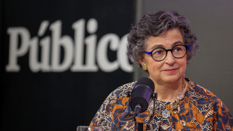 González Laya, durante la entrevista con 'Público'. González Laya, durante la entrevista con 'Público'.