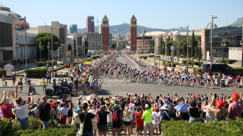 El pas del Tour de França per l'avinguda Maria Cristina de Barcelona, el passat 5 de juliol. 05/07/2026 El pas del Tour de França per l'avinguda Maria Cristina de Barcelona, el passat 5 de juliol.