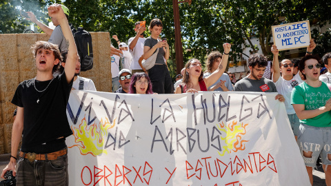 Imagen de la manifestación de trabajadores de Airbus el pasado 16 de julio en Getafe (Madrid). Imagen de la manifestación de trabajadores de Airbus el pasado 16 de julio en Getafe (Madrid).